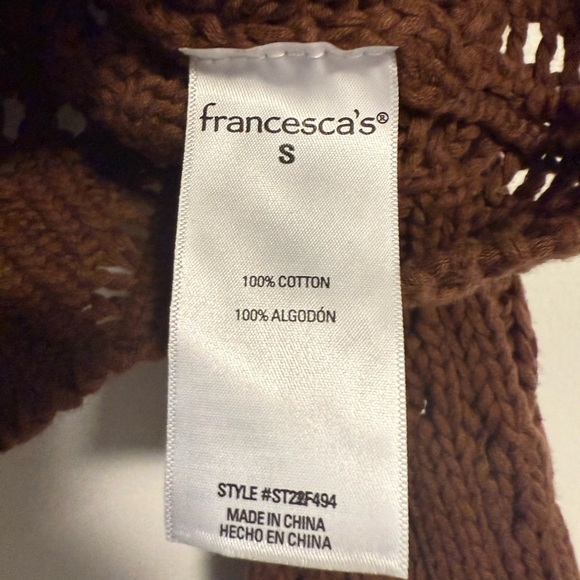 Francesca’s Women’s Chocolate Knit Boho Fairy Crop Top - Picture 6 of 7